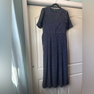Navy Polka Dot Maxi Dress